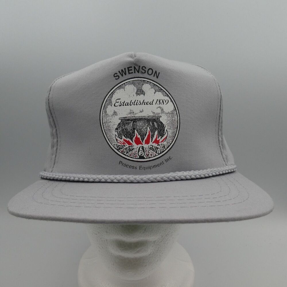 Vintage Swenson Process Equipment Trucker Hat Rope Brim Est 1889 Gray Snap NOS
